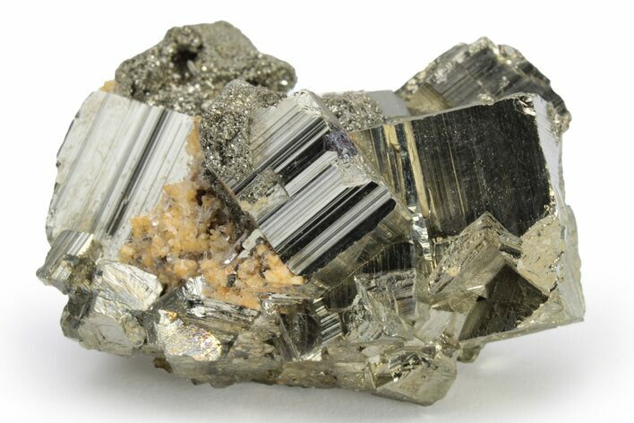 Striated, Cubic Pyrite Crystal Cluster - Peru #225974